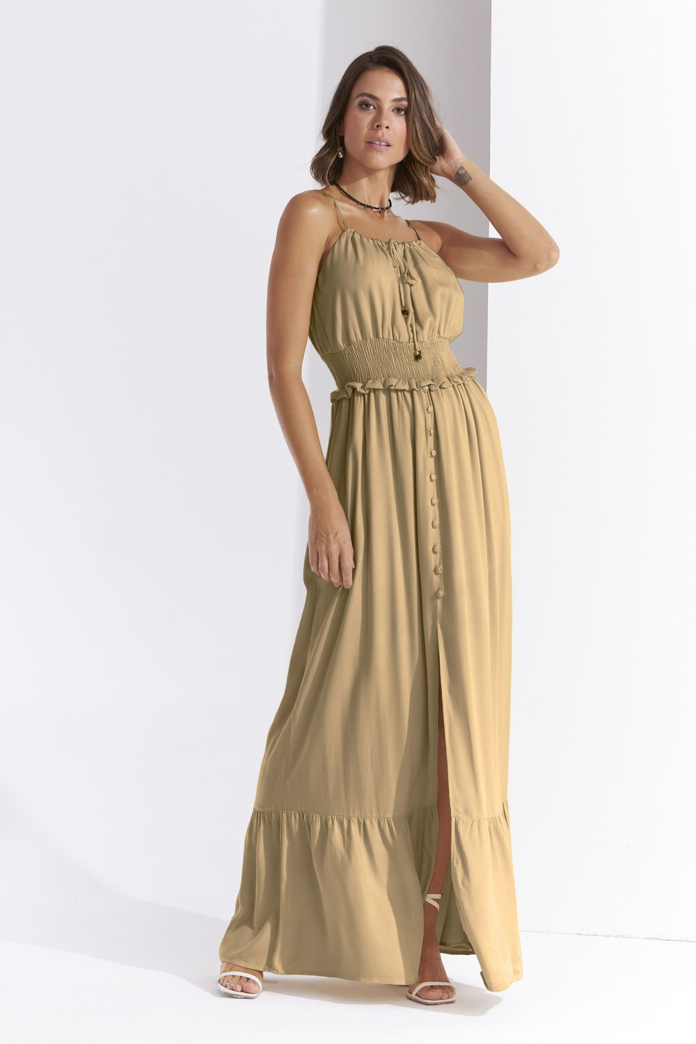 VESTIDO LONGUETE LISO HYPE C/ CANALETA