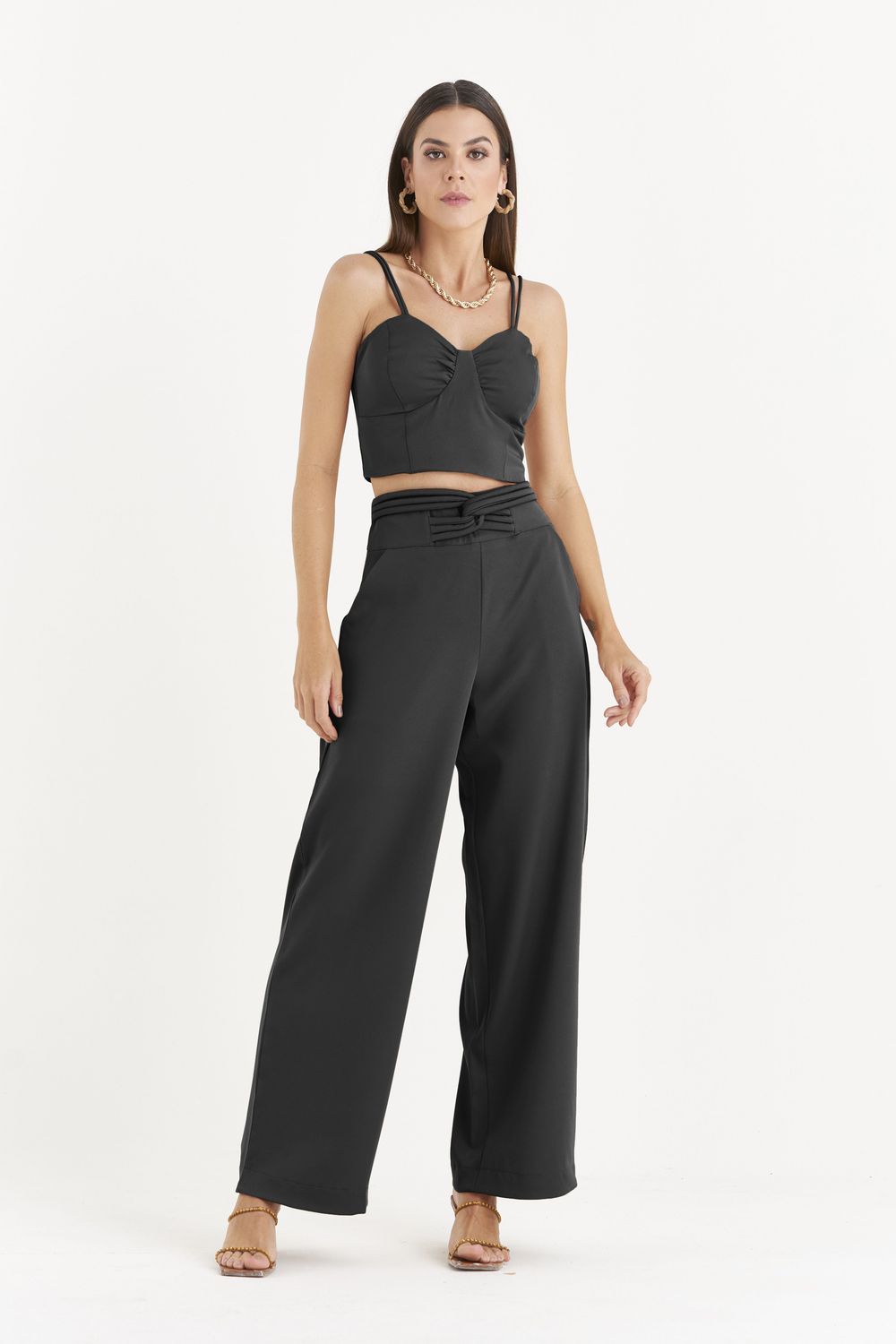 PANTALONA LISA ELASTIC COM TORÇÃO FRENTE