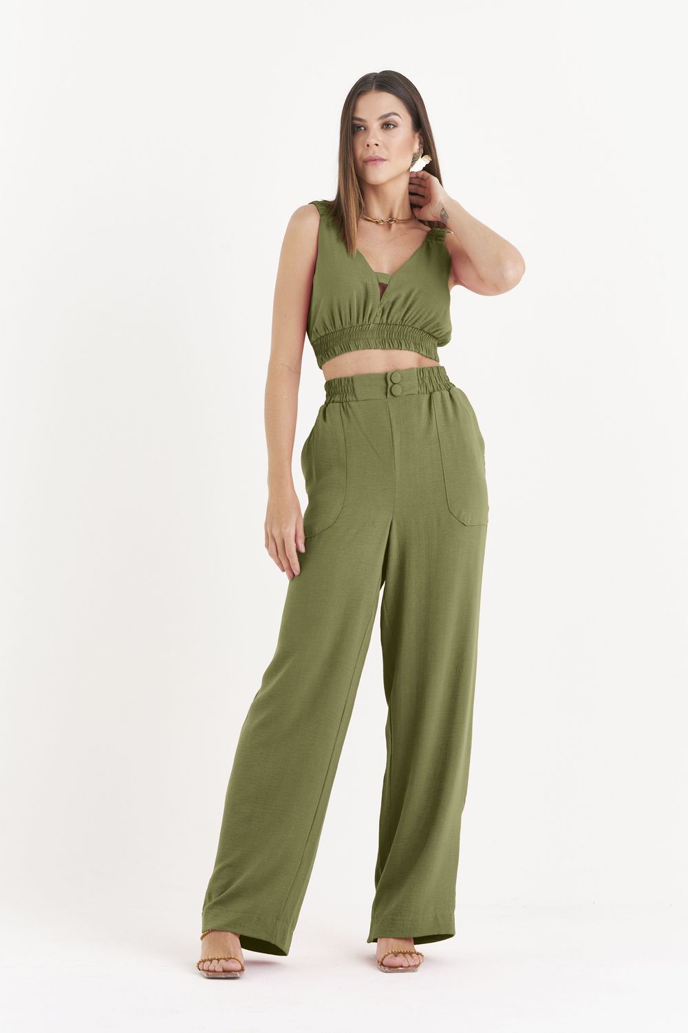 CALÇA LISA CONFORT C/ BOLSO FRENTE