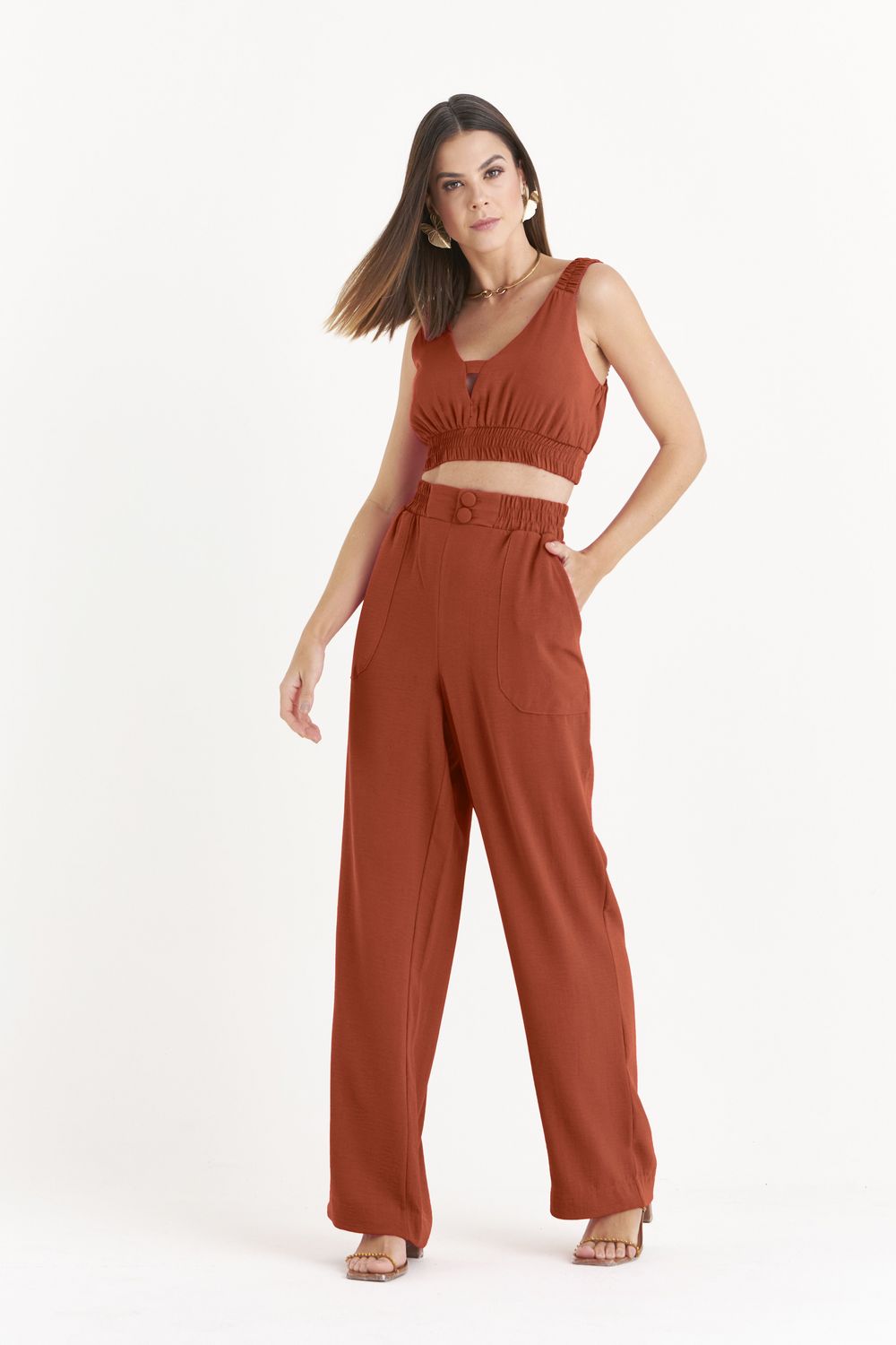 CALÇA LISA CONFORT C/ BOLSO FRENTE