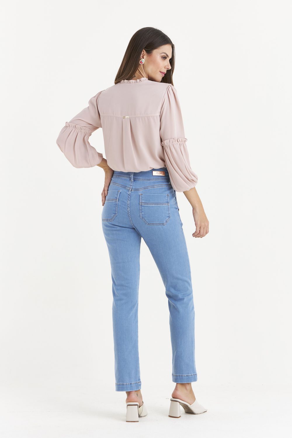 CALÇA JEANS PERNA RETA C/ NERVURA