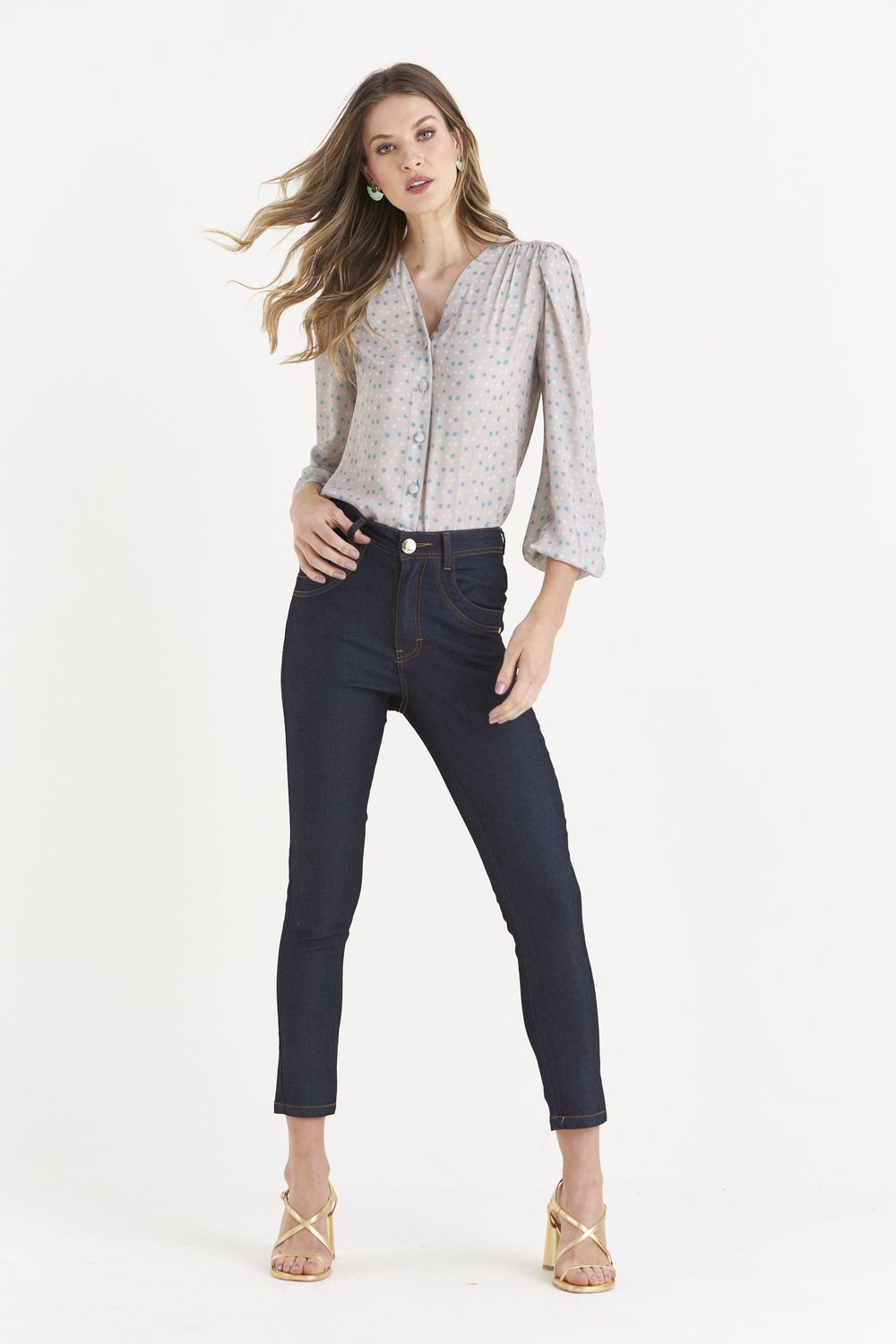 CALÇA SKINNY CINTURA ALTA LAV. ESCURA