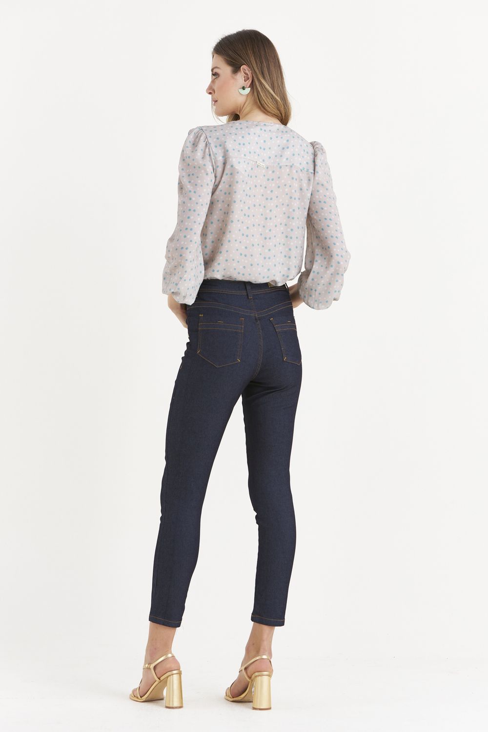 CALÇA SKINNY CINTURA ALTA LAV. ESCURA
