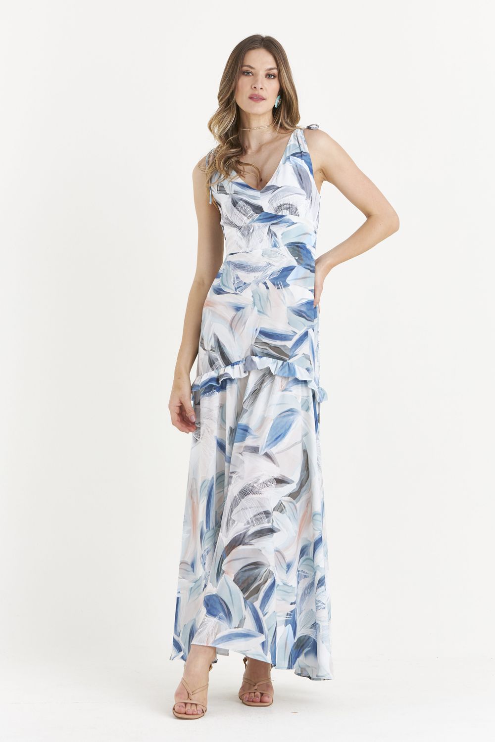 VESTIDO LONGO RELVA C/ CANALETA NO OMBRO