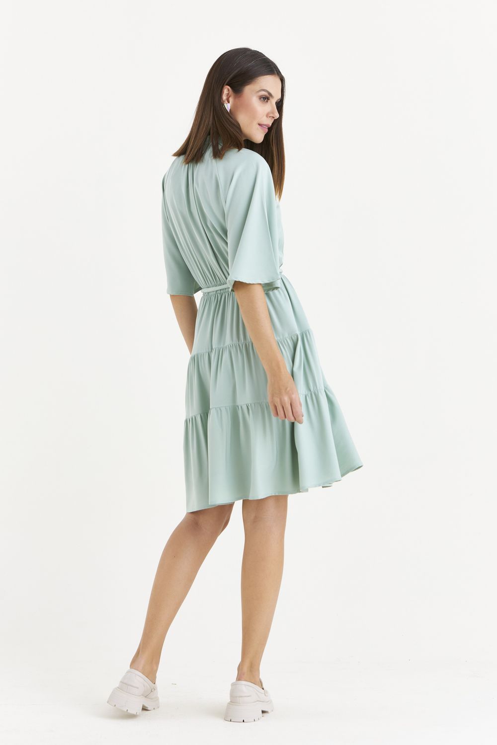 VESTIDO CURTO LISO TWILL C/ GOLA PADRE