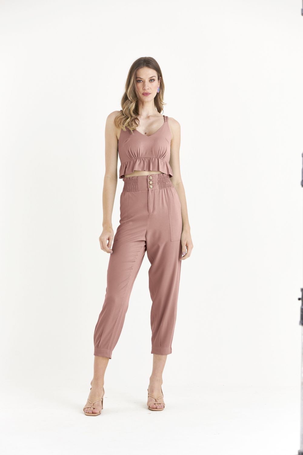 TOP TWILL LISO C/ BABADO