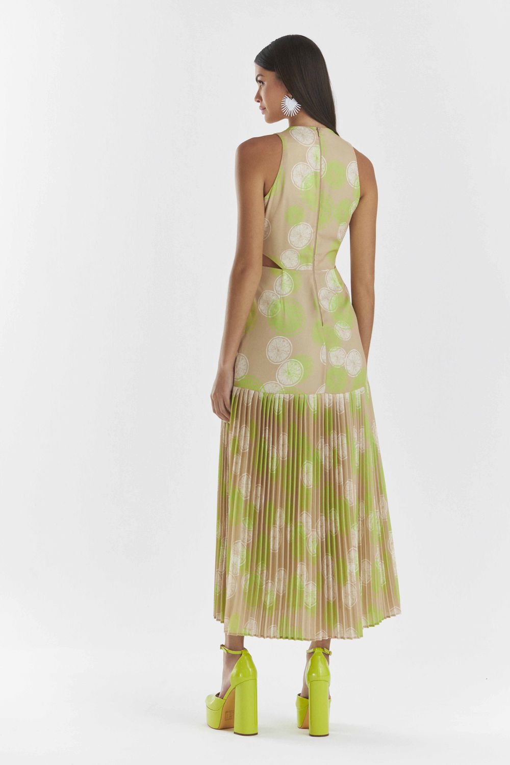 VESTIDO LONGUETE CITRUS COM PLISSADO