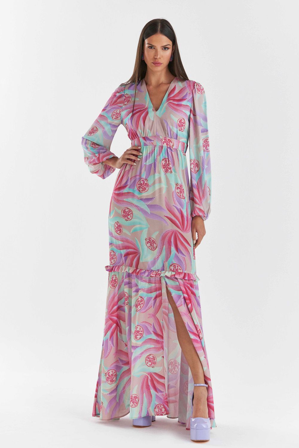 VESTIDO  LONGO ROMÃ MANGA LONGA