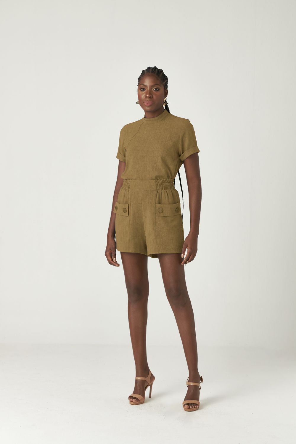 SHORT LISO RUSTIC C/ LAPELA FRENTE