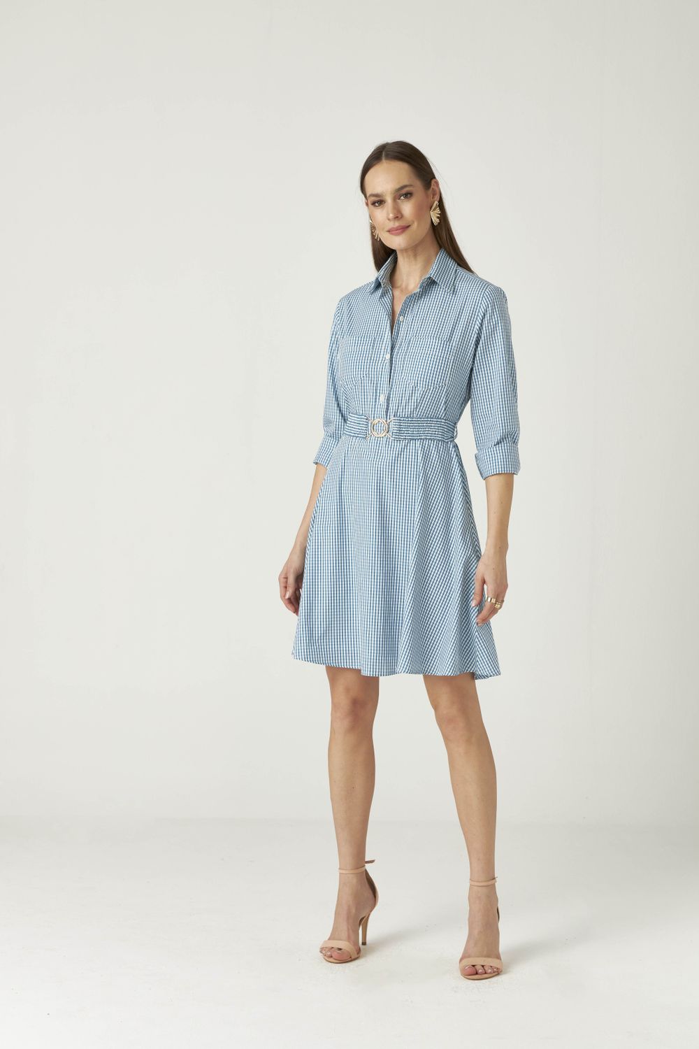 VESTIDO CHEMISE XADREZ C/ CINTO