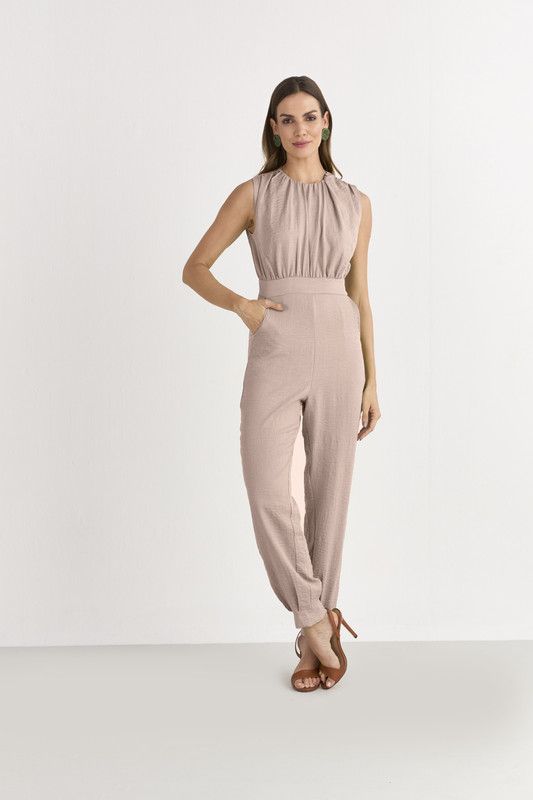 MACACÃO LISO MARANT C/ BLUSA FRANZIDA
