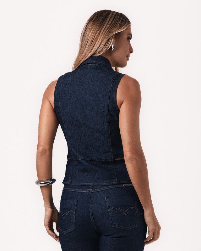 COLETE JEANS AZUL INTENSO C/ LAPELA