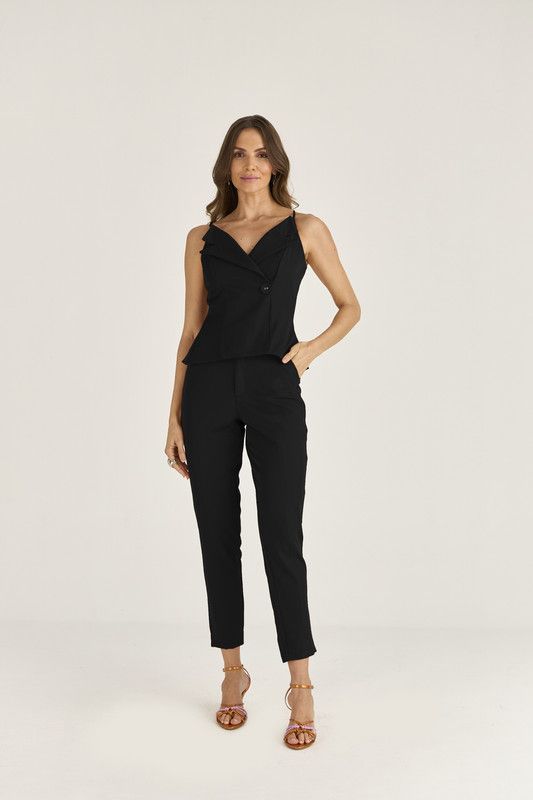 CORSELET C/ GOLA BLAZER ALFAIATARIA ELASTIC