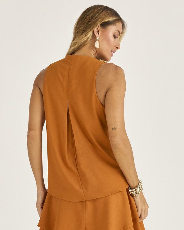 BLUSA CAVA VERÃO EM CREPE C/ VAZADO FRENTE