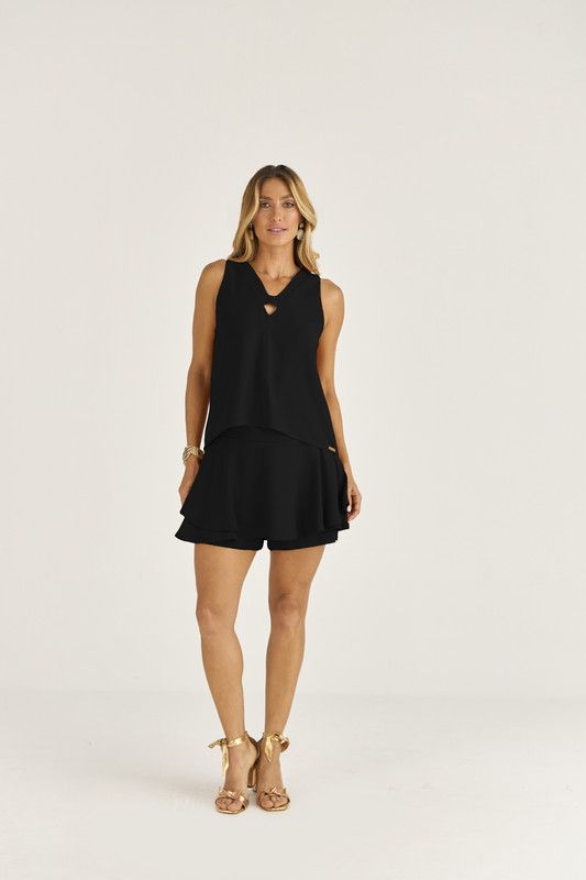 BLUSA CAVA VERÃO EM CREPE C/ VAZADO FRENTE