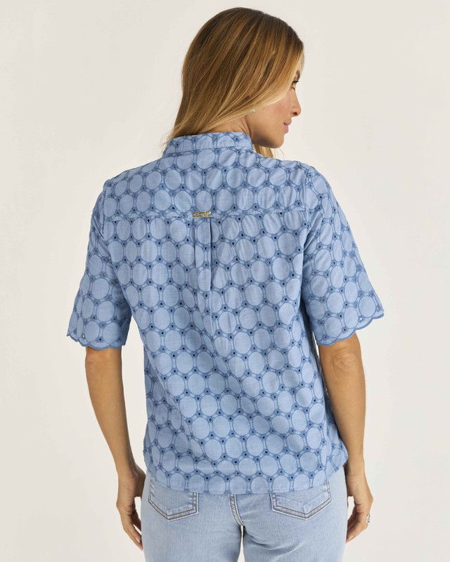 T-SHIRT VOIL MELANGE C/ BORDADO MANGA