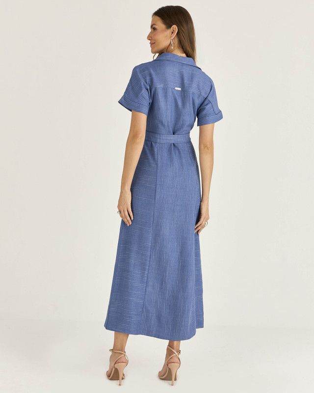 VESTIDO CHEMISE LISTRA TWILL COLOR