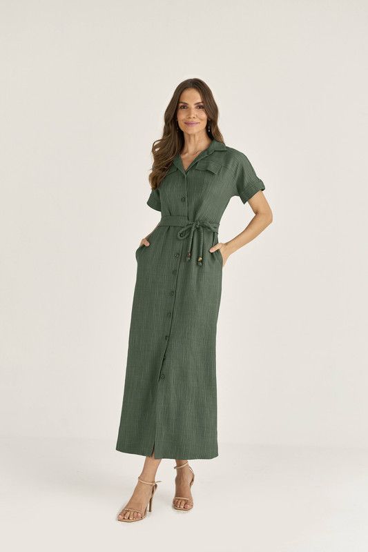 VESTIDO CHEMISE LISTRA TWILL COLOR