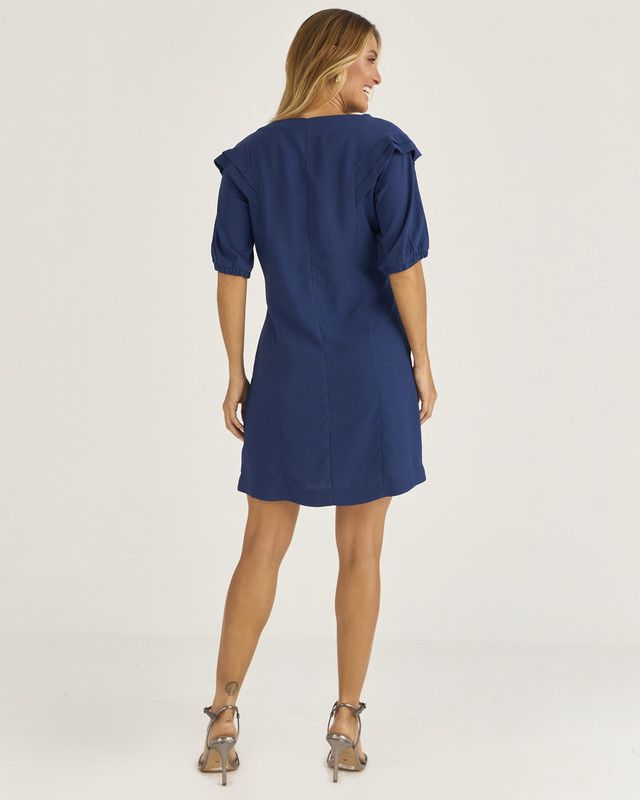 T-DRESS EM CREPE C/ PREGAS MANGA