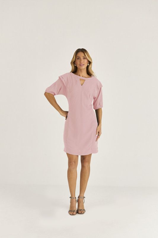 T-DRESS EM CREPE C/ PREGAS MANGA
