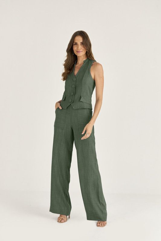 CALÇA LISTRA TWILL COLOR C/ ELÁSTICO