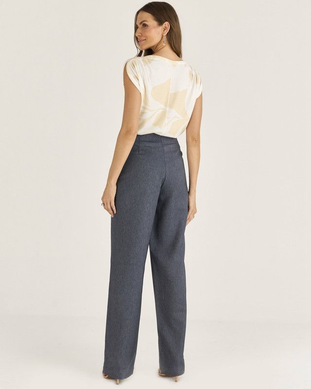 CALÇA DENIM LOOK C/ RECORTE FRENTE