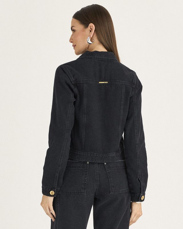 JAQUETA JEANS BASIC CROPPED BLACK