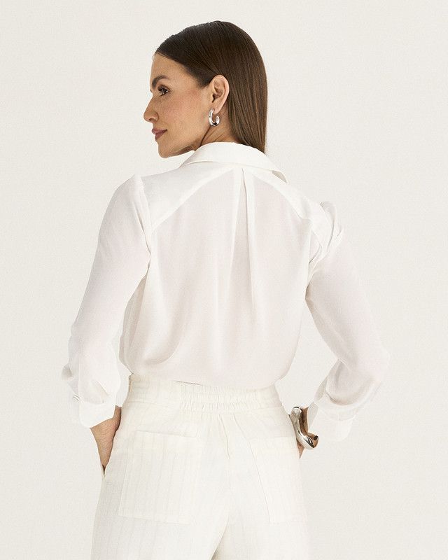CAMISA MANGA LONGA EM CREPE C/ FRANZIDO