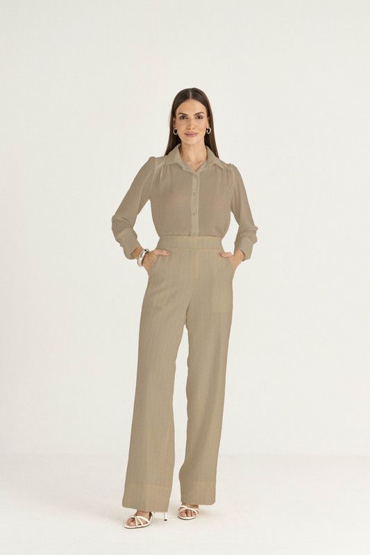 CAMISA MANGA LONGA EM CREPE C/ FRANZIDO