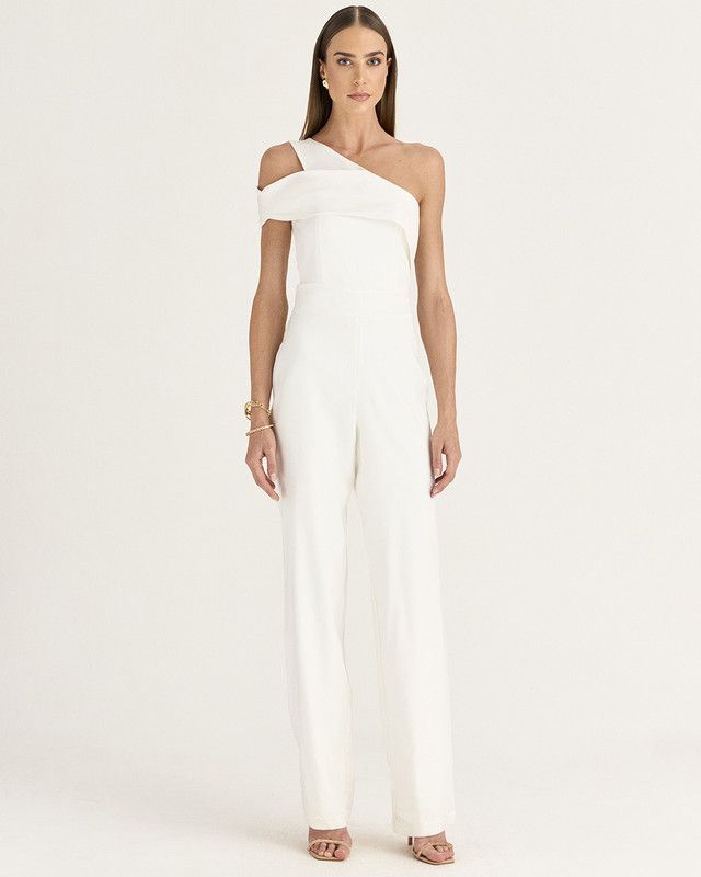 MACACÃO OMBRO ÚNICO ALFAIATARIA SATIN OFF WHITE