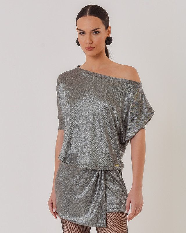 BLUSA MALHA PLISSADA COM BRILHO