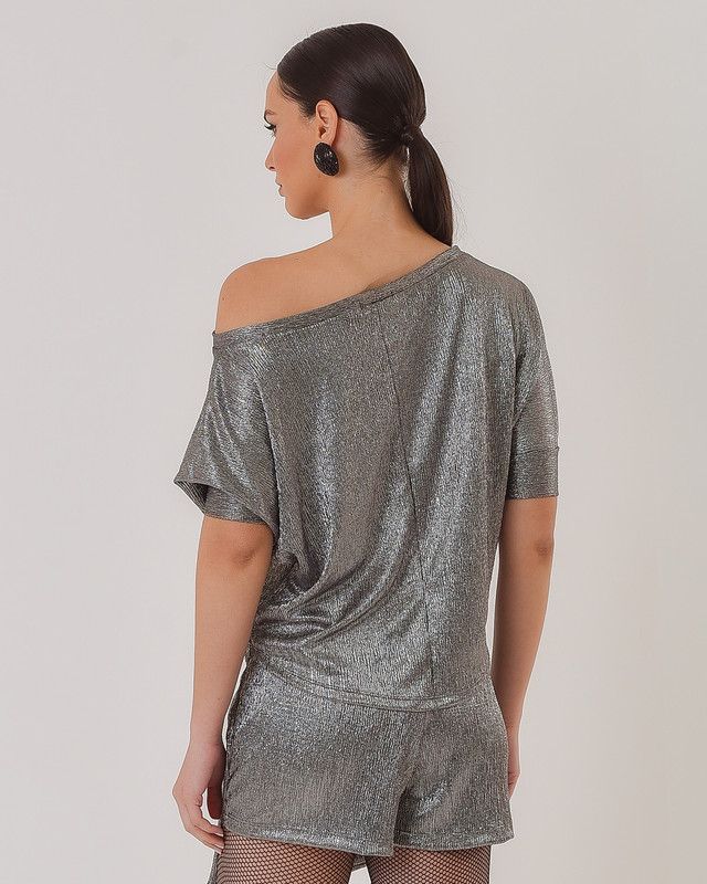 BLUSA MALHA PLISSADA COM BRILHO