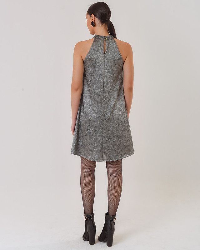 VESTIDO CURTO EVASÉ MALHA PLISSADA