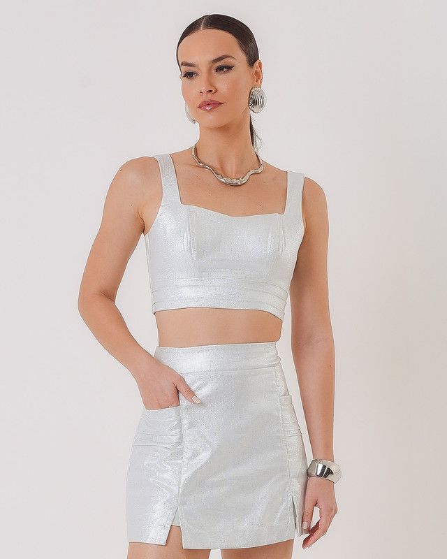 TOP FOIL PRATA TWILL C/ NERVURA