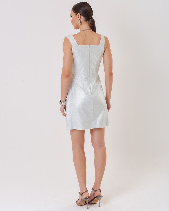 VESTIDO CURTO FOIL PRATA TWILL