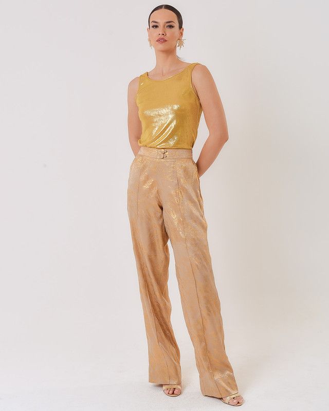 CALÇA ANIMAL PRINT OURO