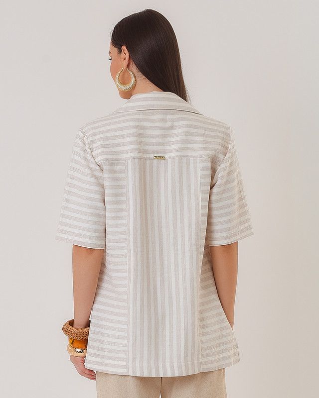 CAMISA MANGA CURTA LISTRA MAQUINETADA
