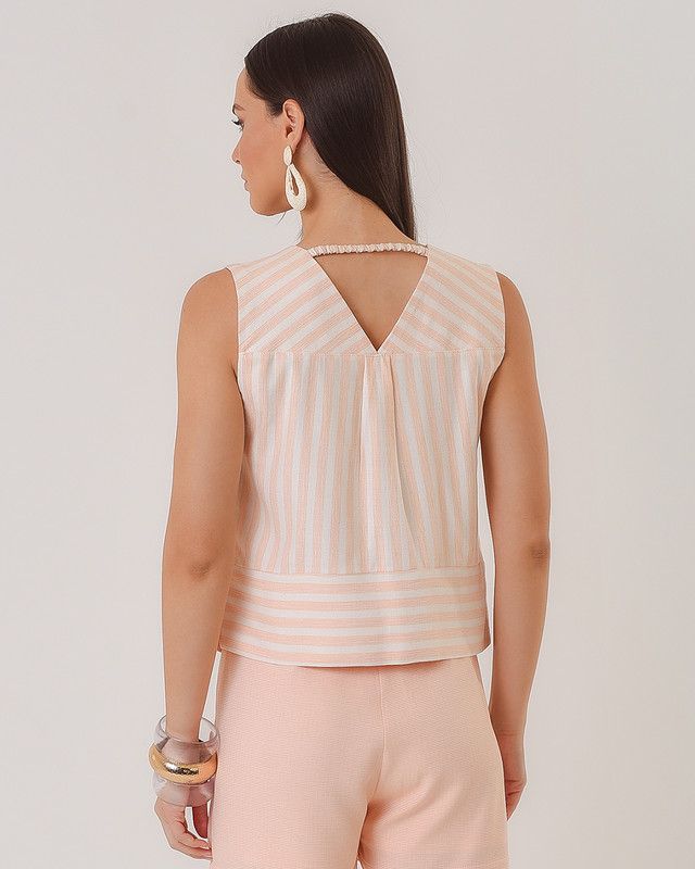 BLUSA CAVA VERÃO LISTRA MAQUINETADA