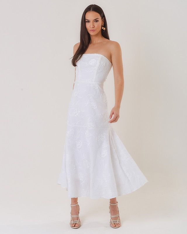 VESTIDO TOMARA QUE CAIA FLORAL 3D