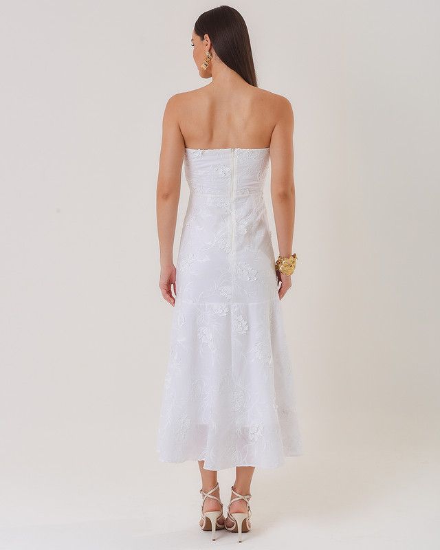 VESTIDO TOMARA QUE CAIA FLORAL 3D