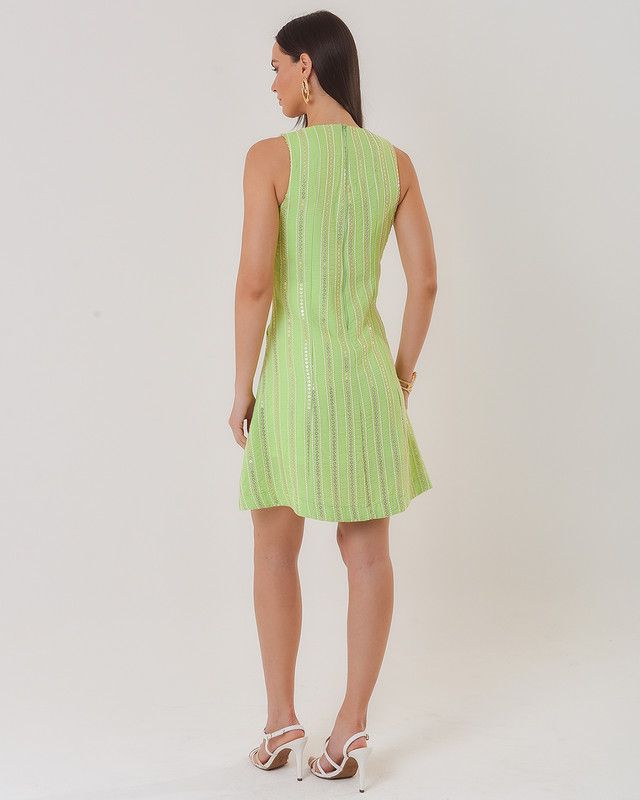 VESTIDO CURTO LISTRA BORBADO LIZ