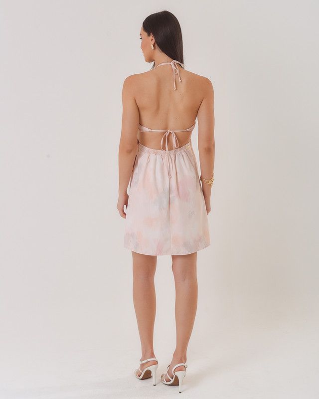 VESTIDO CURTO FLORAL RESORT C/ AMARRAÇÃO COSTA