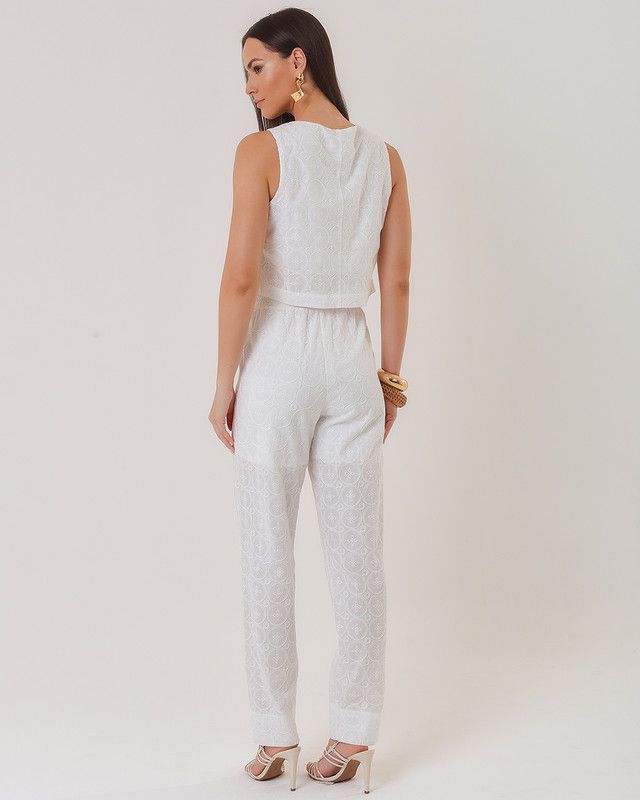 CALÇA CROPPED PERNA RETA LAISE BORDADA