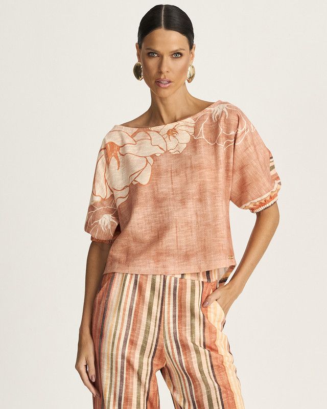 BLUSA OMBRO A OMBRO LISTA HARMONIA FLORAL