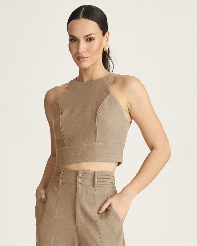 TOP LINEN C/ PALA RECORTADA