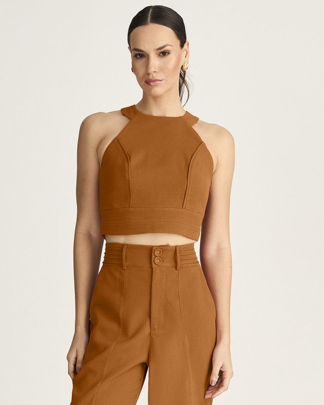 TOP LINEN C/ PALA RECORTADA
