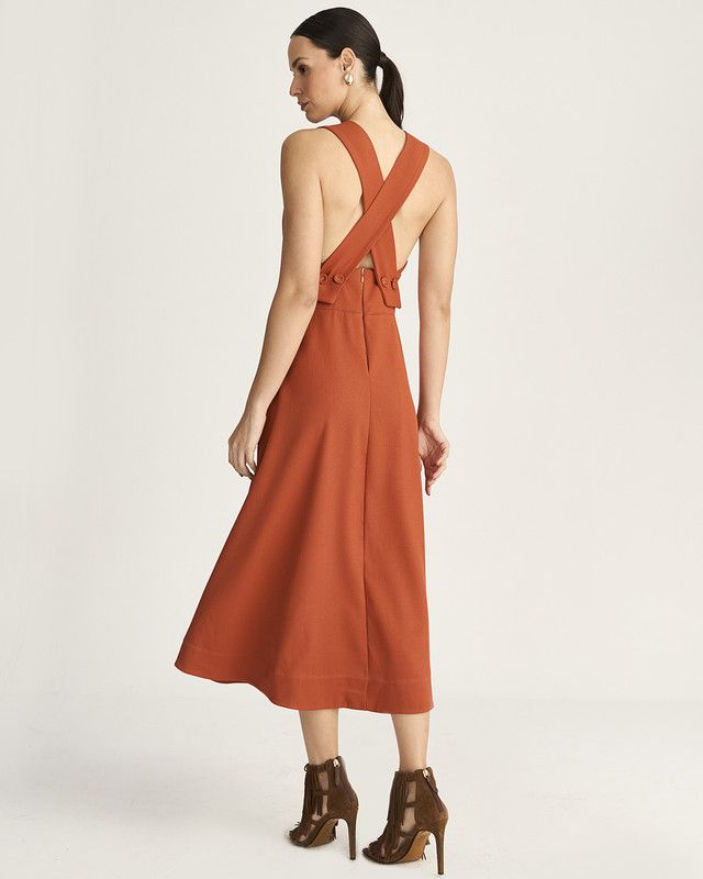VESTIDO MIDI LINEN C/ SAIA RODADA
