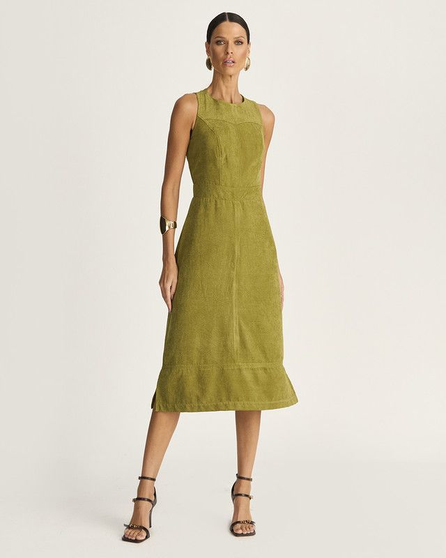 VESTIDO MIDI CHAMOIS C/ RECORTES