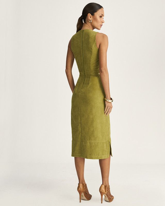 VESTIDO MIDI CHAMOIS C/ RECORTES