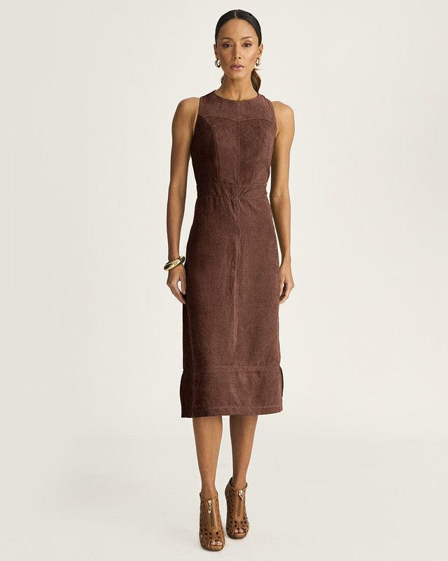 VESTIDO MIDI CHAMOIS C/ RECORTES